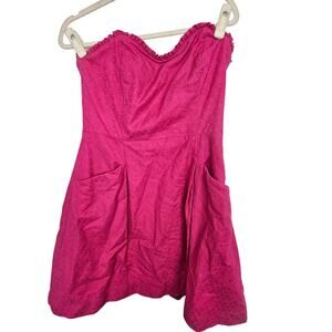 Lilly Pulitzer Womens Strapless Mini Dress 10 Feminine Ruffle Neck Party Event